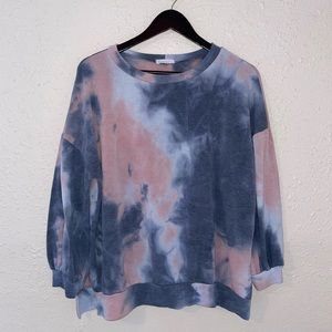 First Love Pink Grey Tie Dye Top